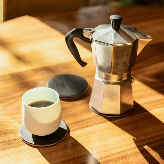 Set of 4 Leather Coasters, Black