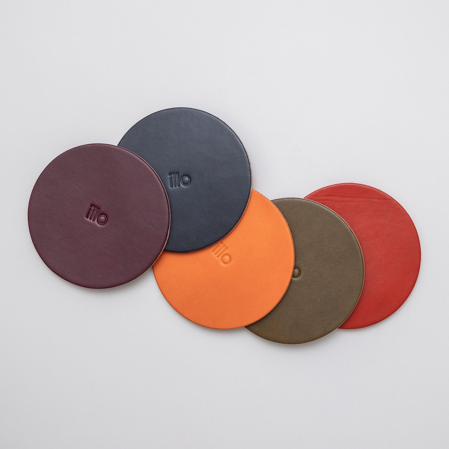 Set of 4 Leather Coasters, Eggplant