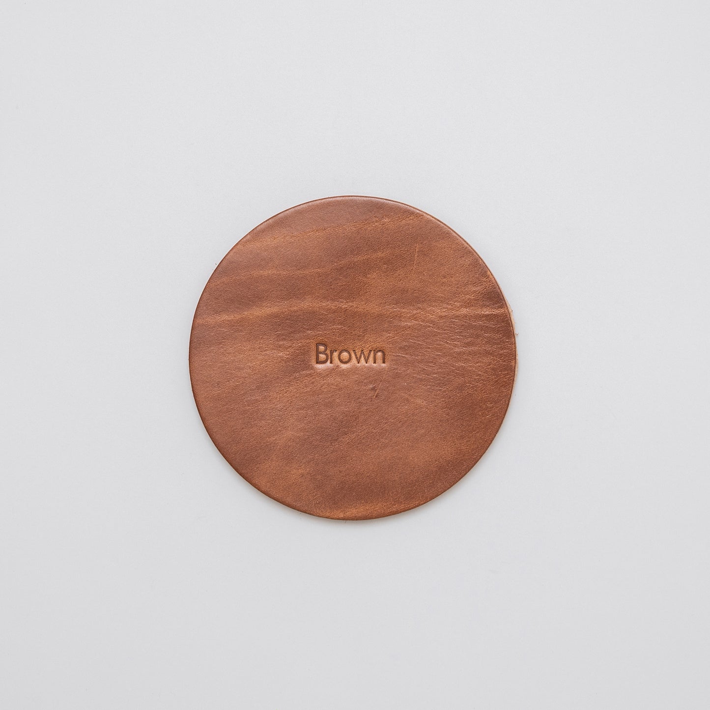 Set of 4 Leather Coasters, Brown