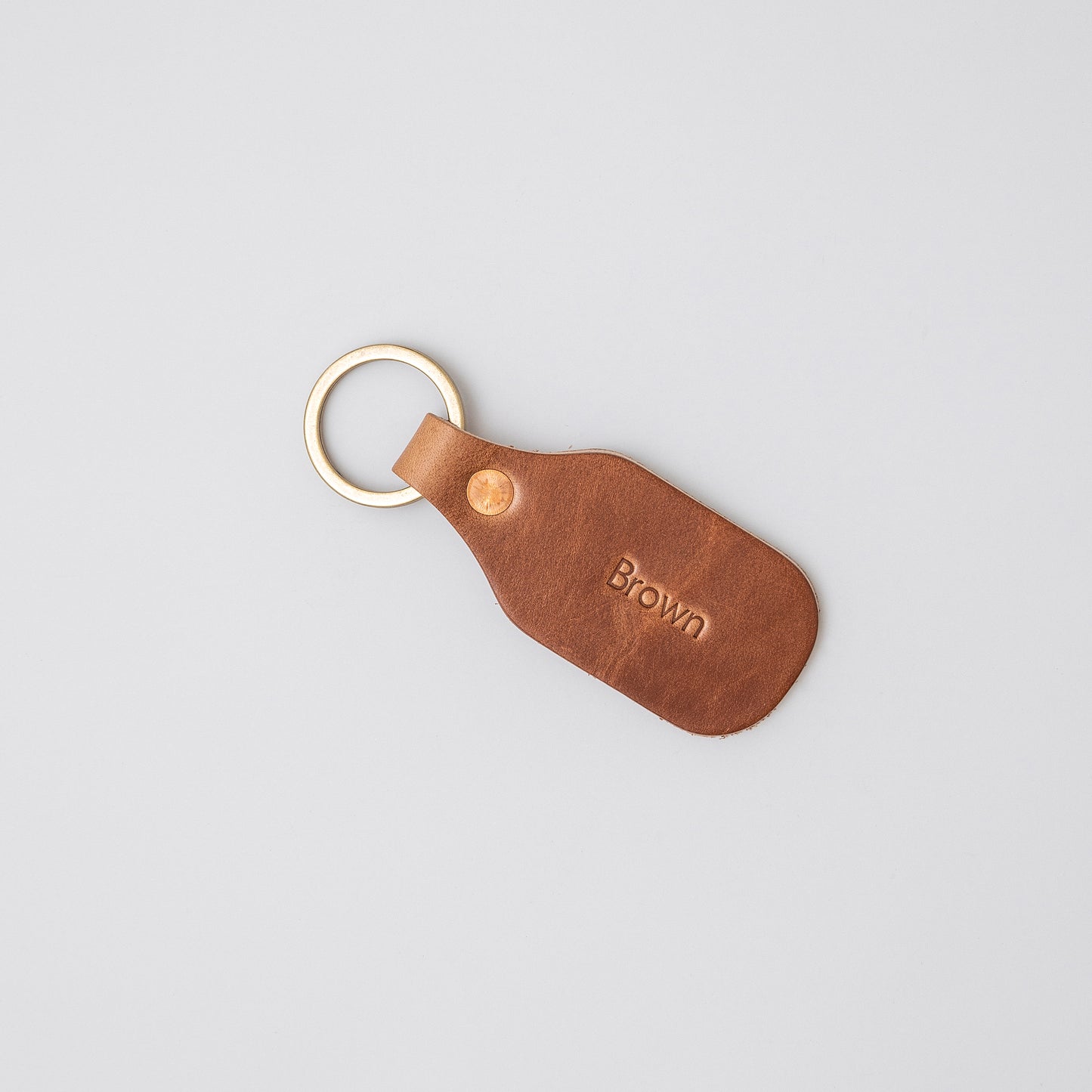 Personalized Leather Key Tag, Brown
