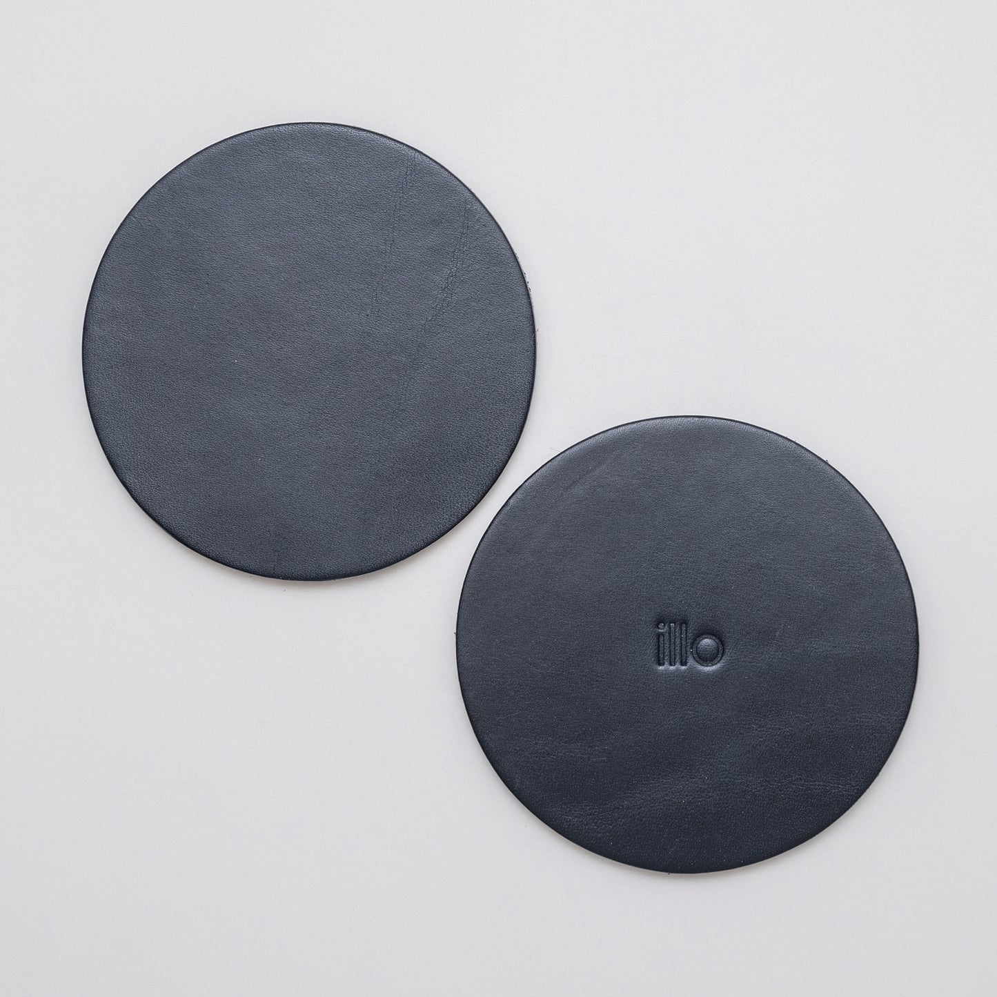 Set of 4 Leather Coasters, Indigo
