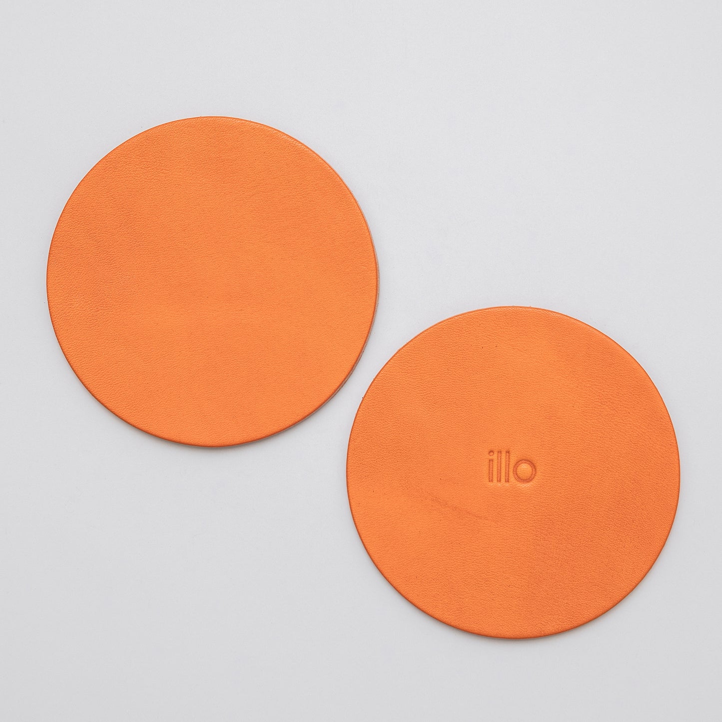 Set of 4 Leather Coasters, Carrot