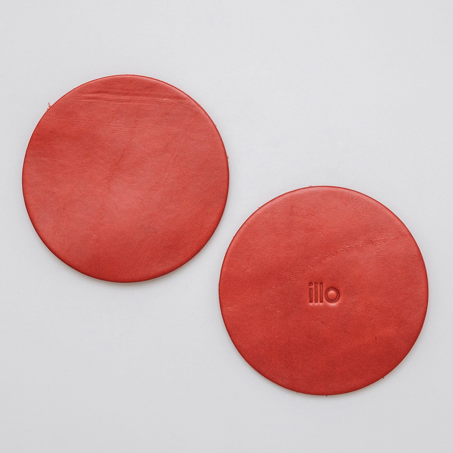 Set of 4 Leather Coasters,Chili