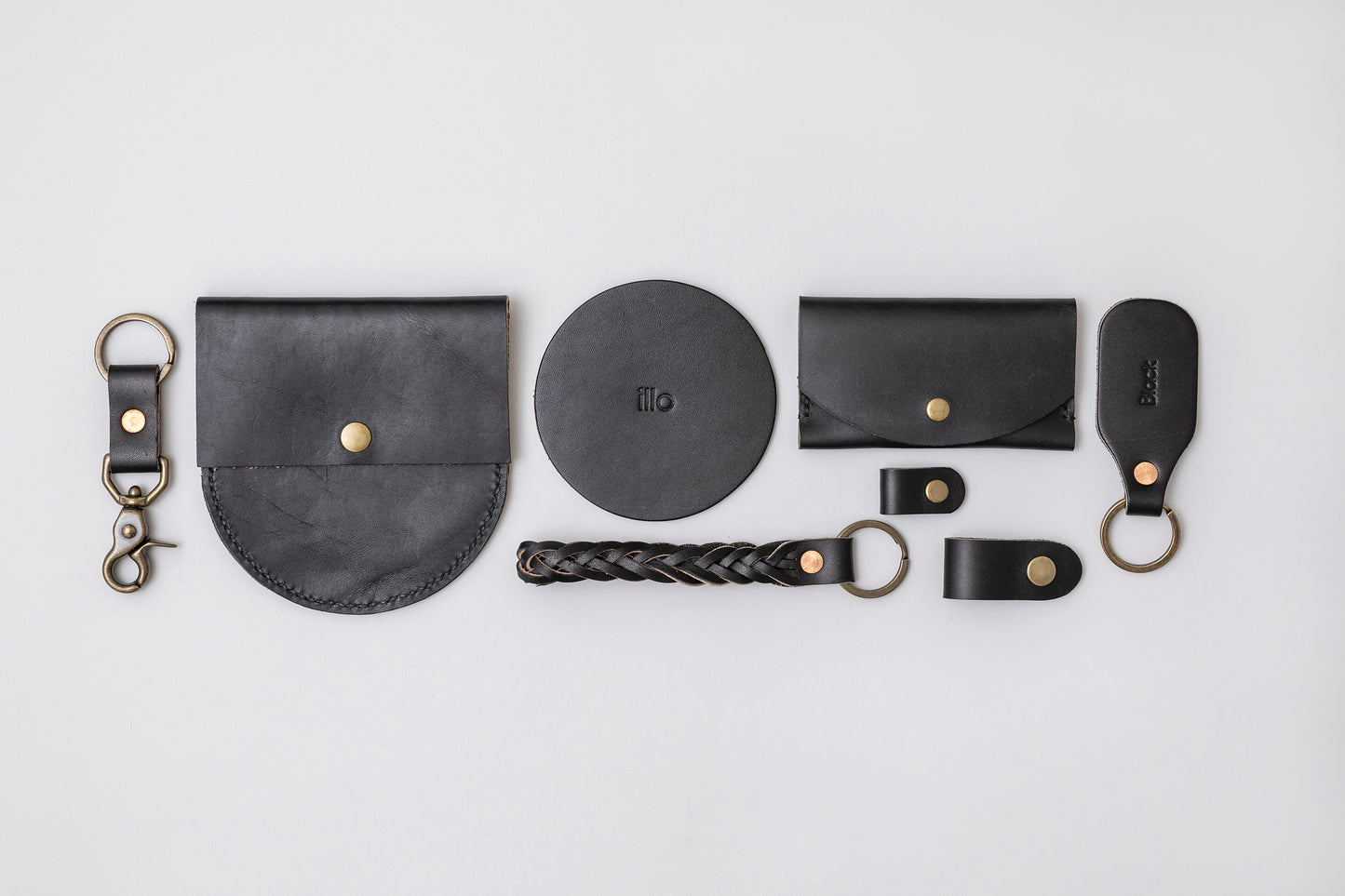 Personalized Leather Key Tag, Black