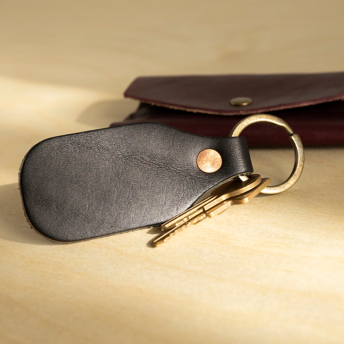 Personalized Leather Key Tag, Black