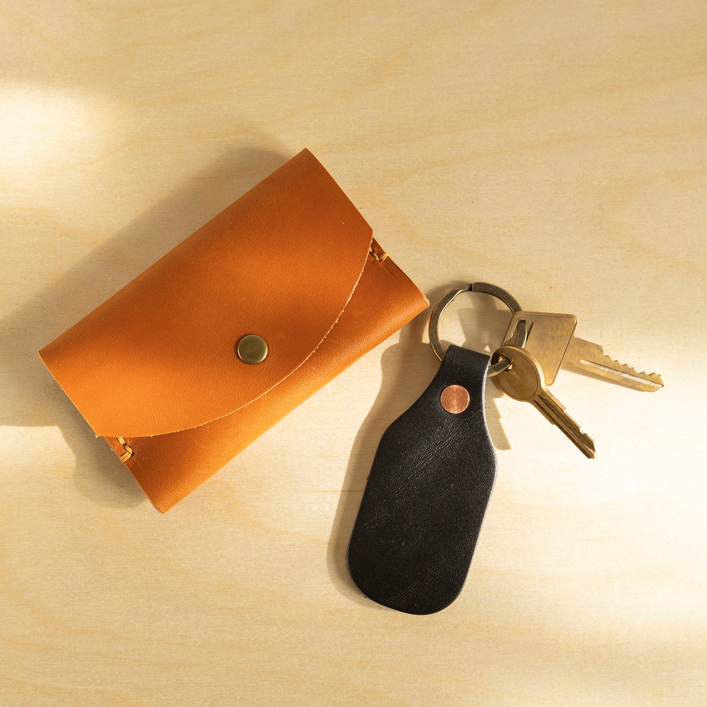 Personalized Leather Key Tag, Black