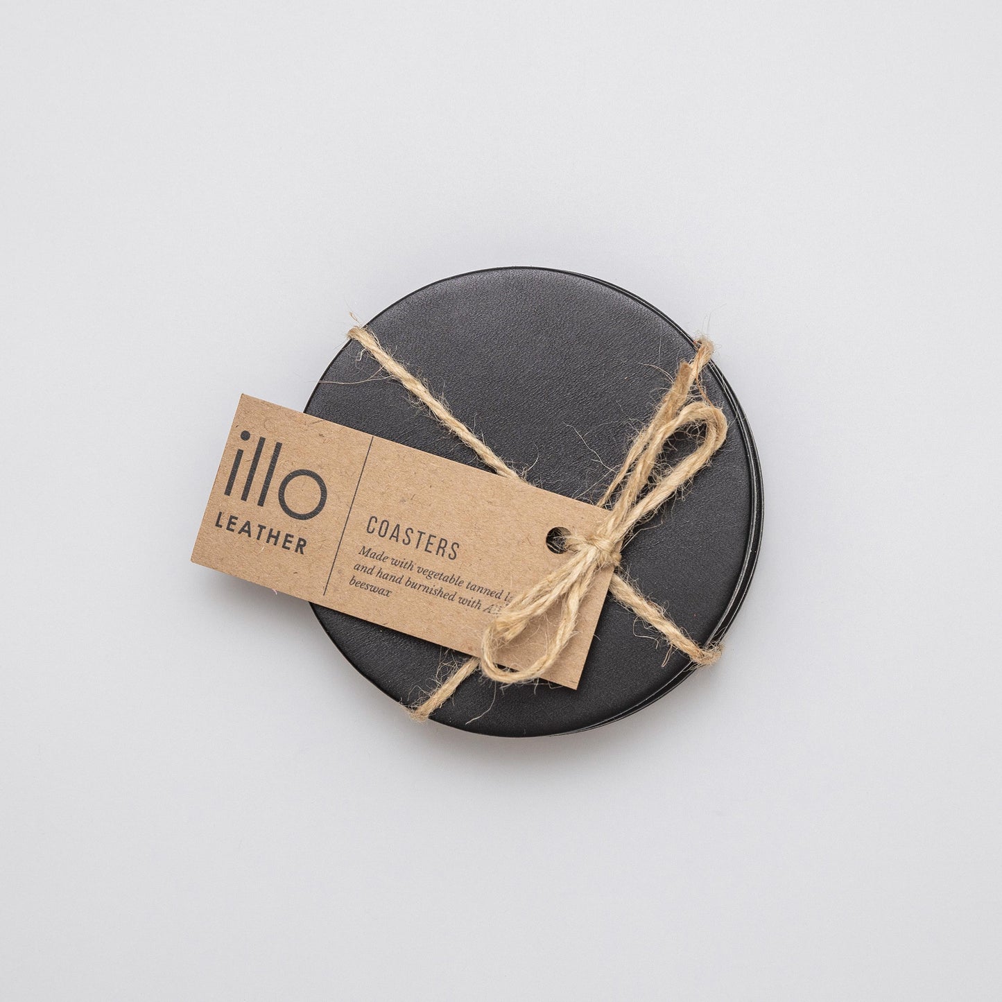 Set of 4 Leather Coasters, Black