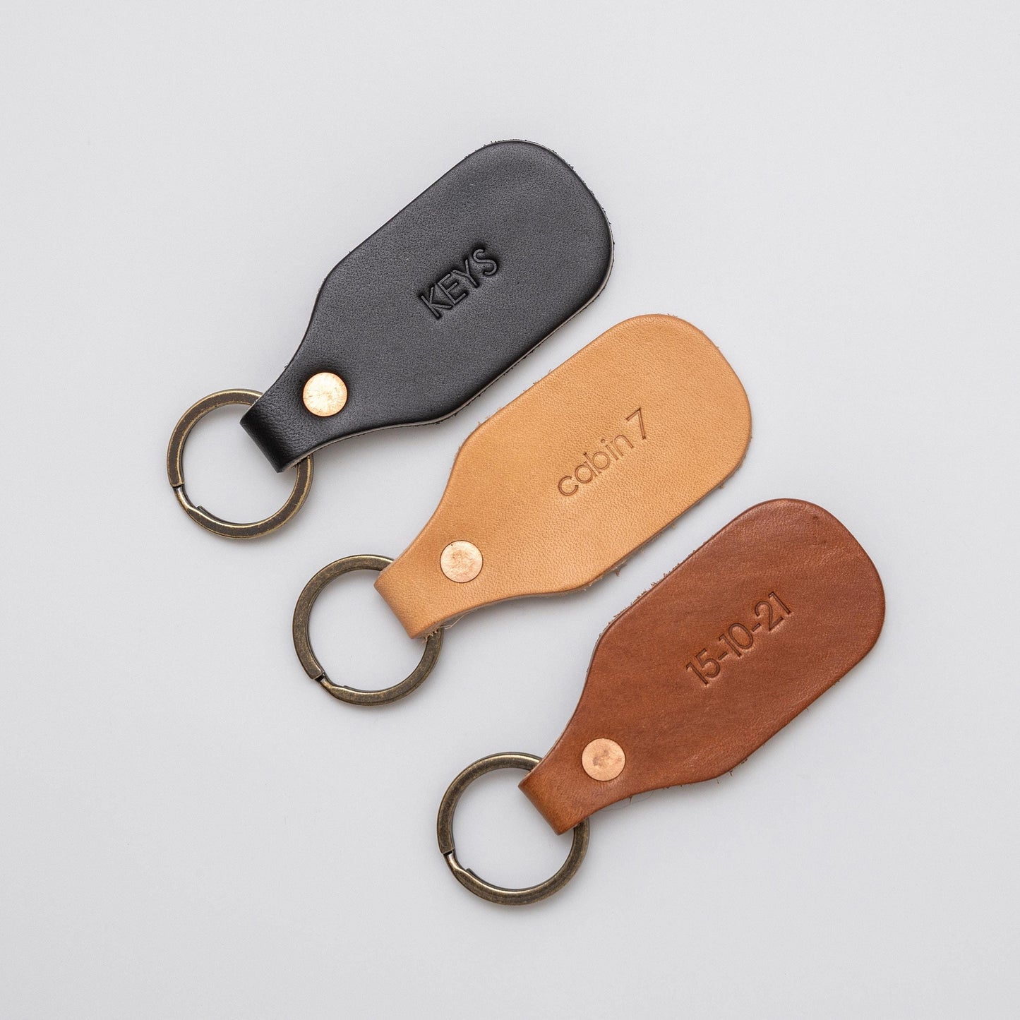 Personalized Leather Key Tag, Black